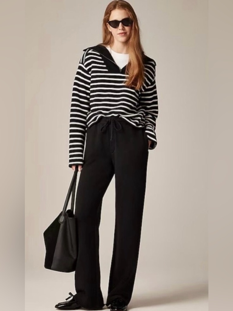J.Crew Heritage Terry Wide-Leg Sweatpant In Black